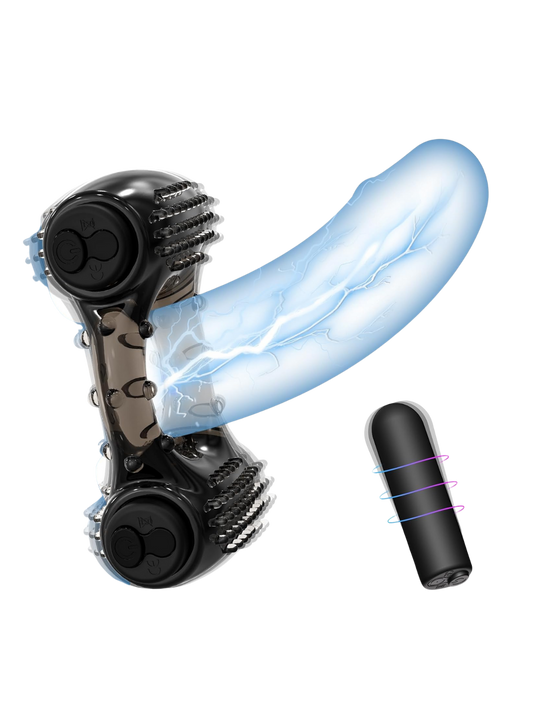 Vibrating Cock Ring with Dual Bullet Vibrators